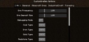 Custom Ore Generation Revival Mod (CustomOreGen) - настройка генерации руды